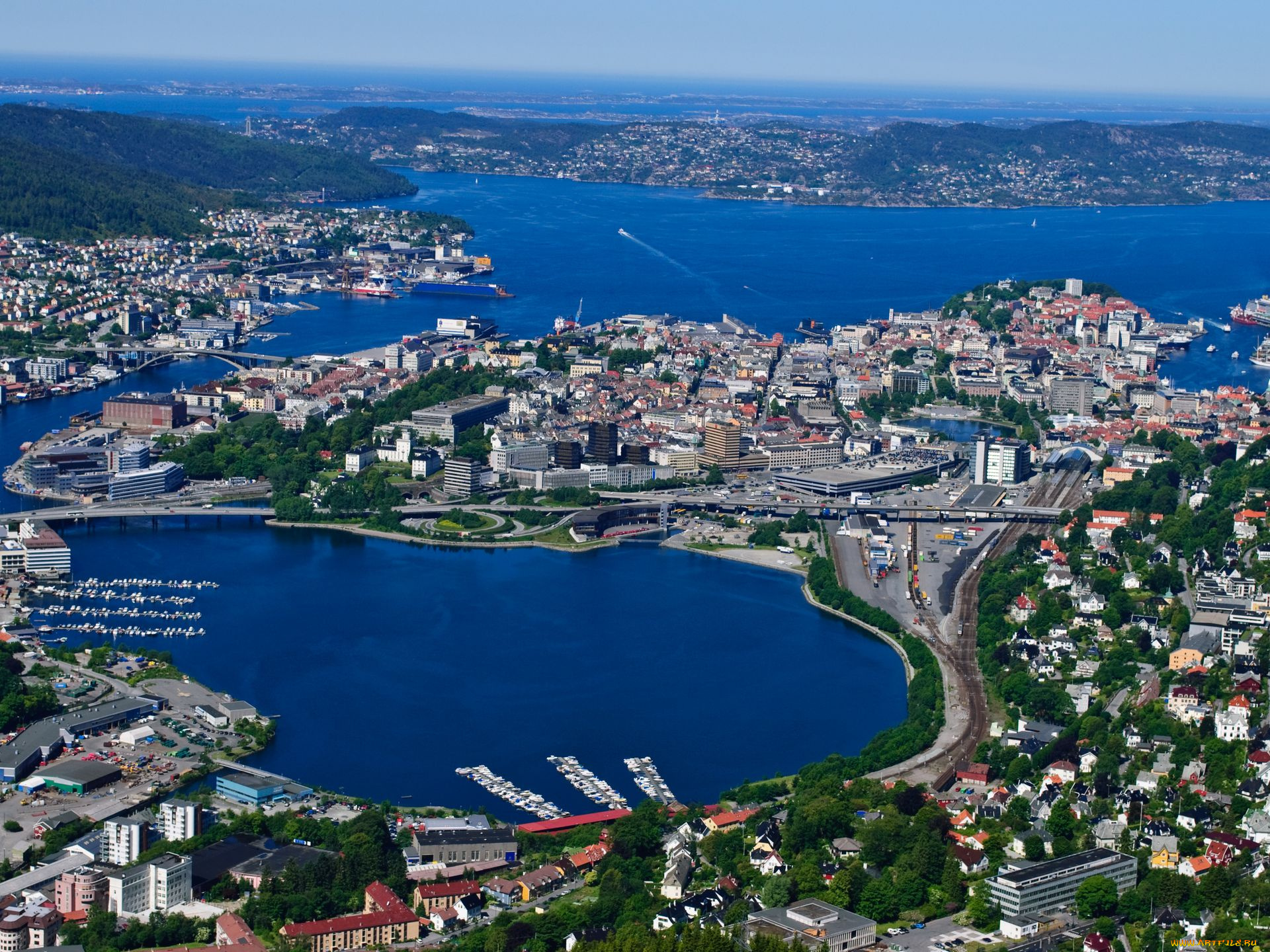 ulriken, in, bergen, norway, города, панорамы