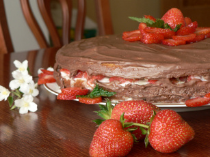 Картинка оксана пирог ягодка еда пирожные кексы печенье шоколадный крем красиво аппетитно клубника