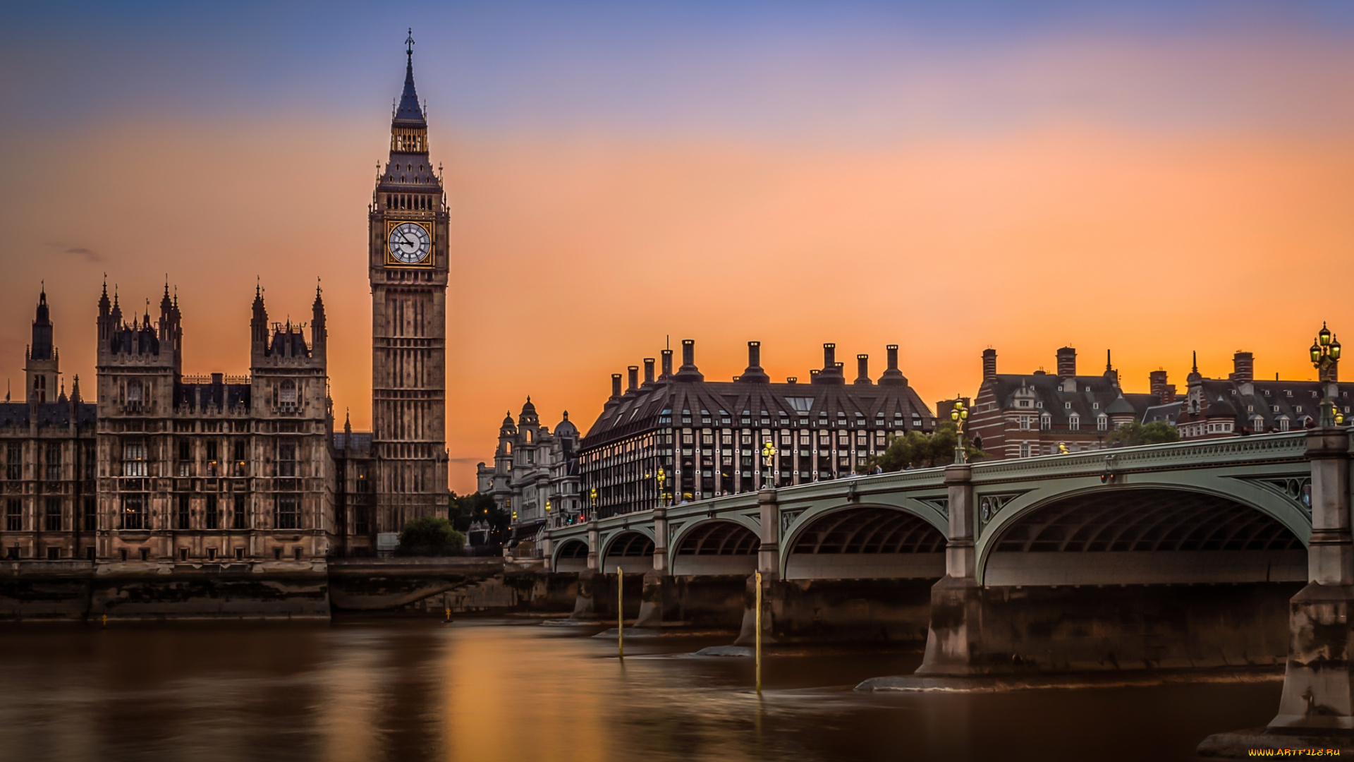 big, ben, &, westminster, bridge, города, лондон, , великобритания, простор