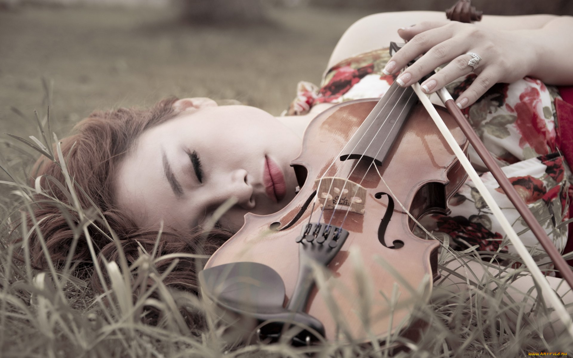 музыка, -другое, девушка, скрипка, отдых, сон, природа