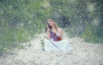 Картинка музыка -другое природа скрипка девушка взгляд