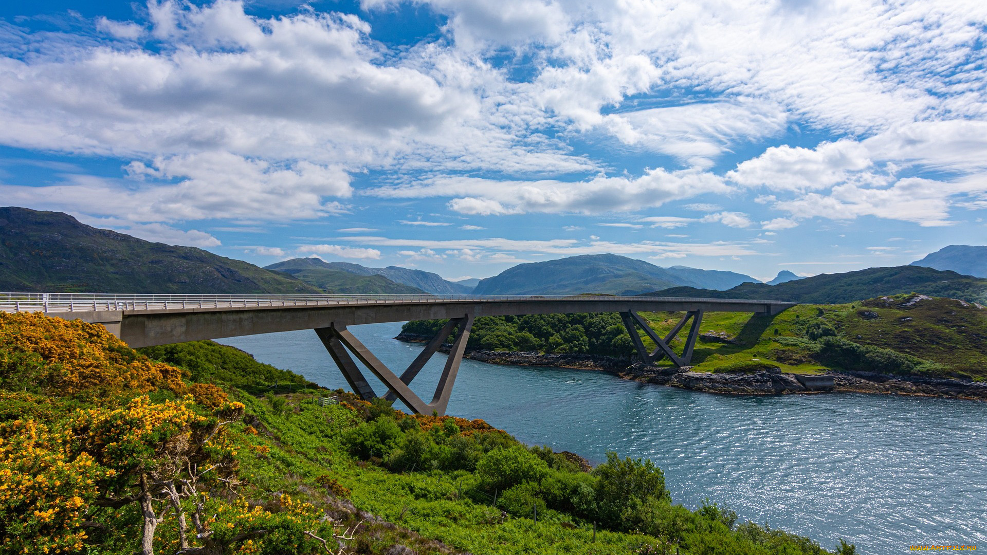 kylesku, bridge, scotland, города, -, мосты, kylesku, bridge