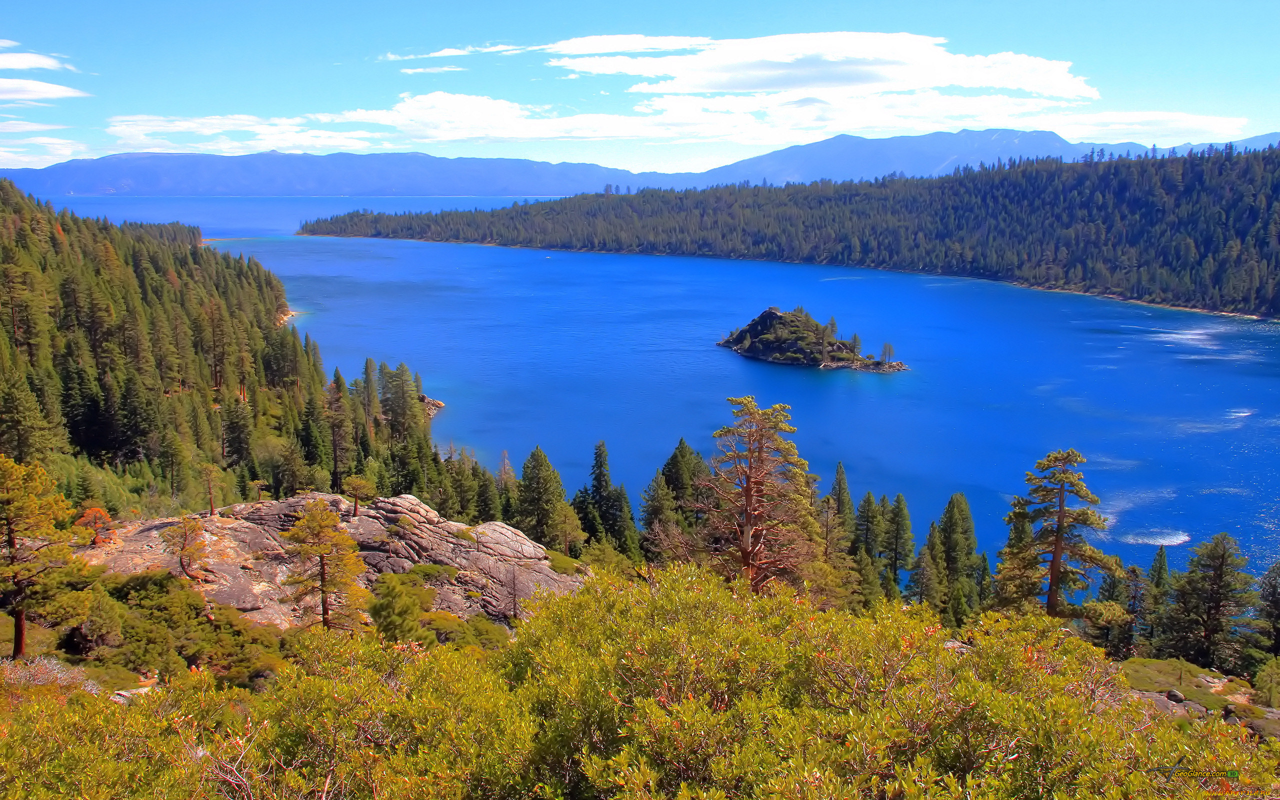 природа, реки, озера, california, lake, tahoe, скалы, лес, озеро, nevada, usa