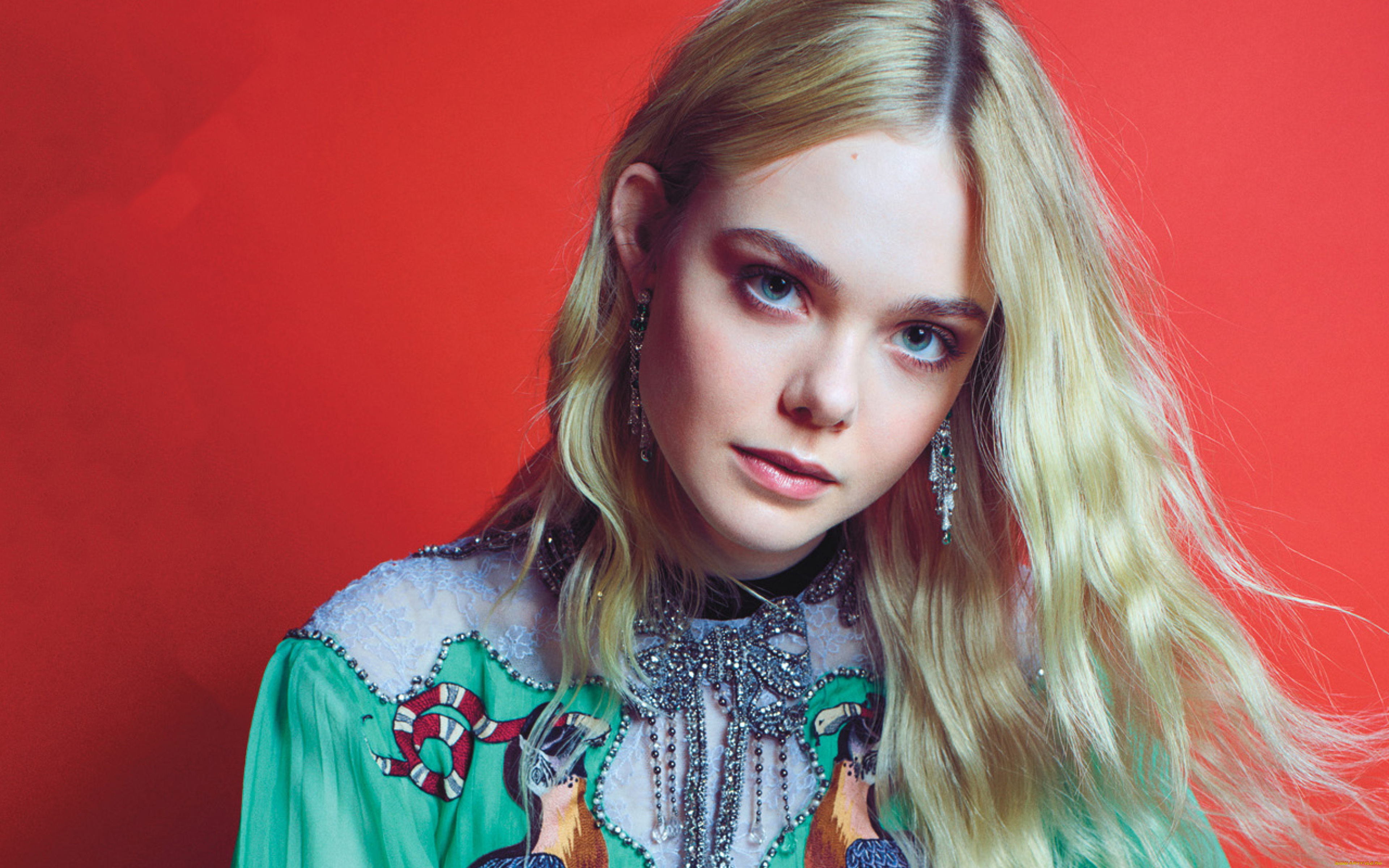 девушки, elle, fanning, блондинка, лицо