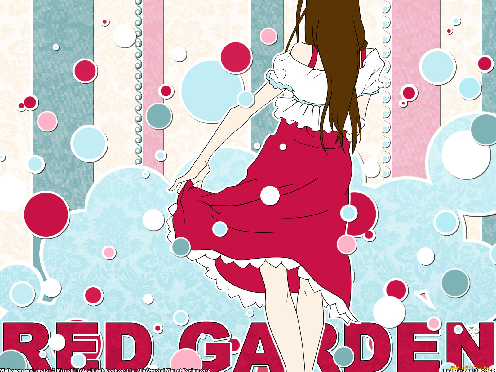 аниме, red, garden