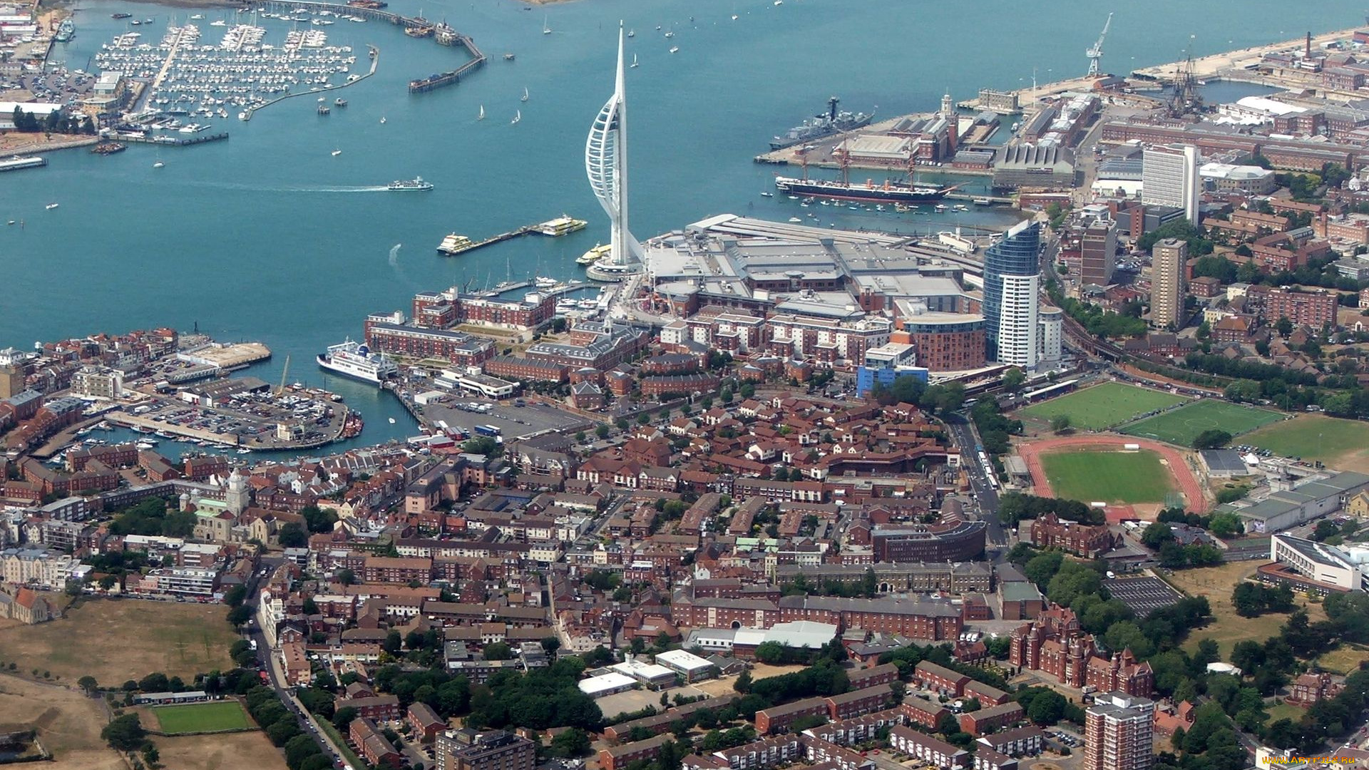 portsmouth, united, kingdom, города, панорамы