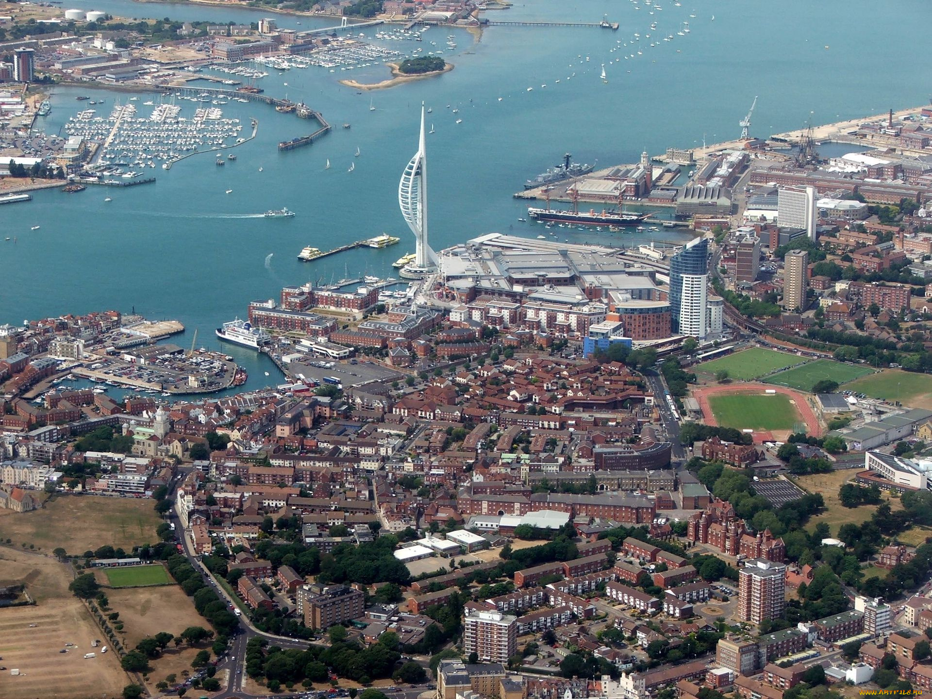 portsmouth, united, kingdom, города, панорамы