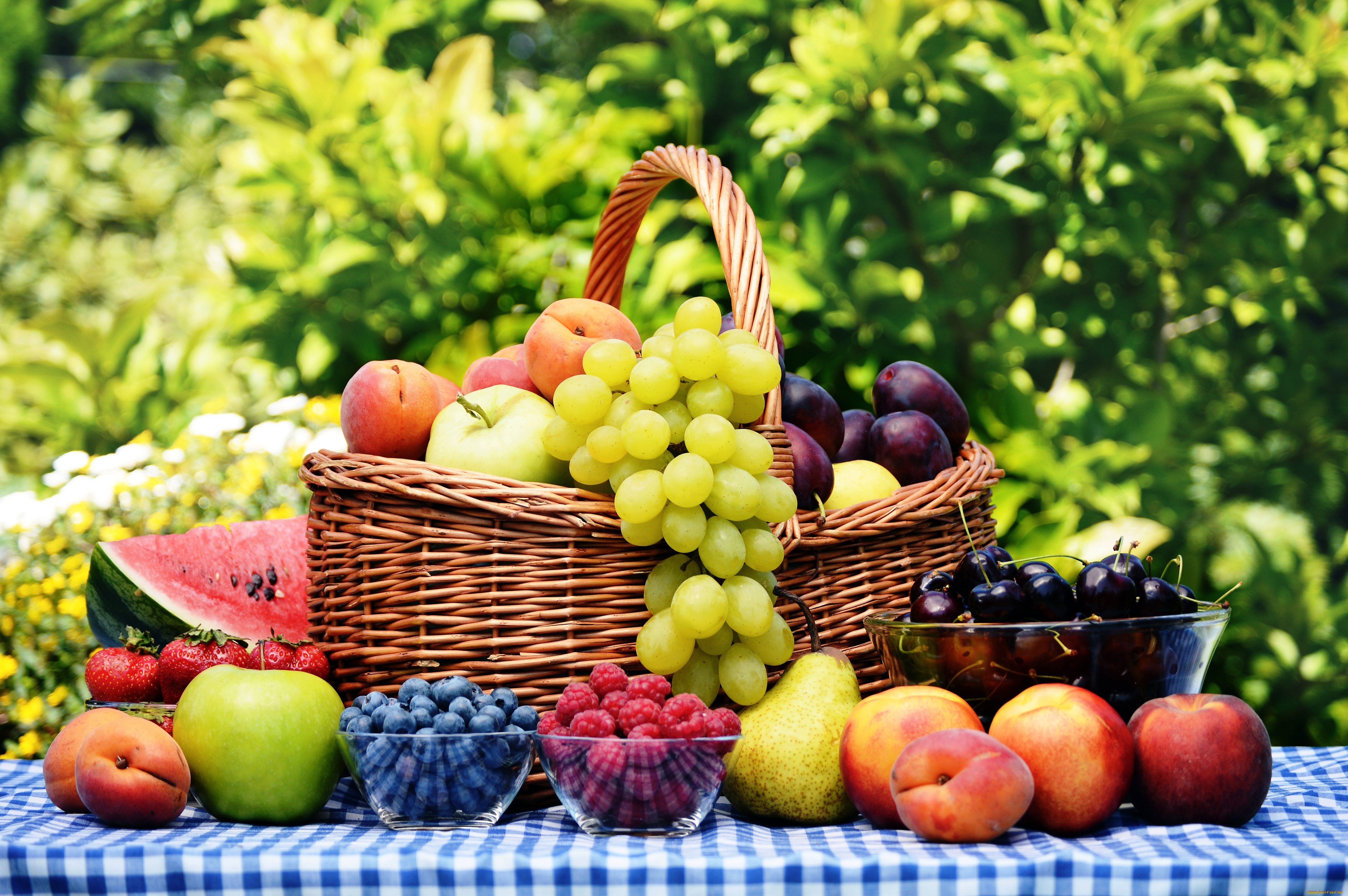 еда, фрукты, ягоды, груши, арбуз, сливы, яблоки, черника, малина, виноград, абрикосы, клубника, персики, нектарин, вишня
