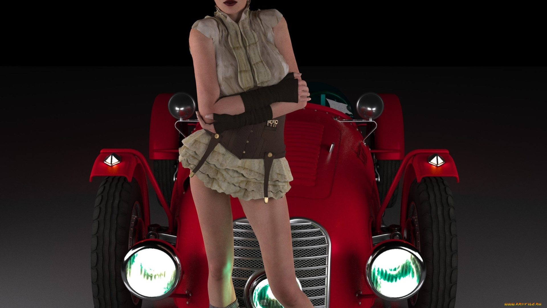 автомобили, 3d, car&girl, автомобиль, взгляд, девушка