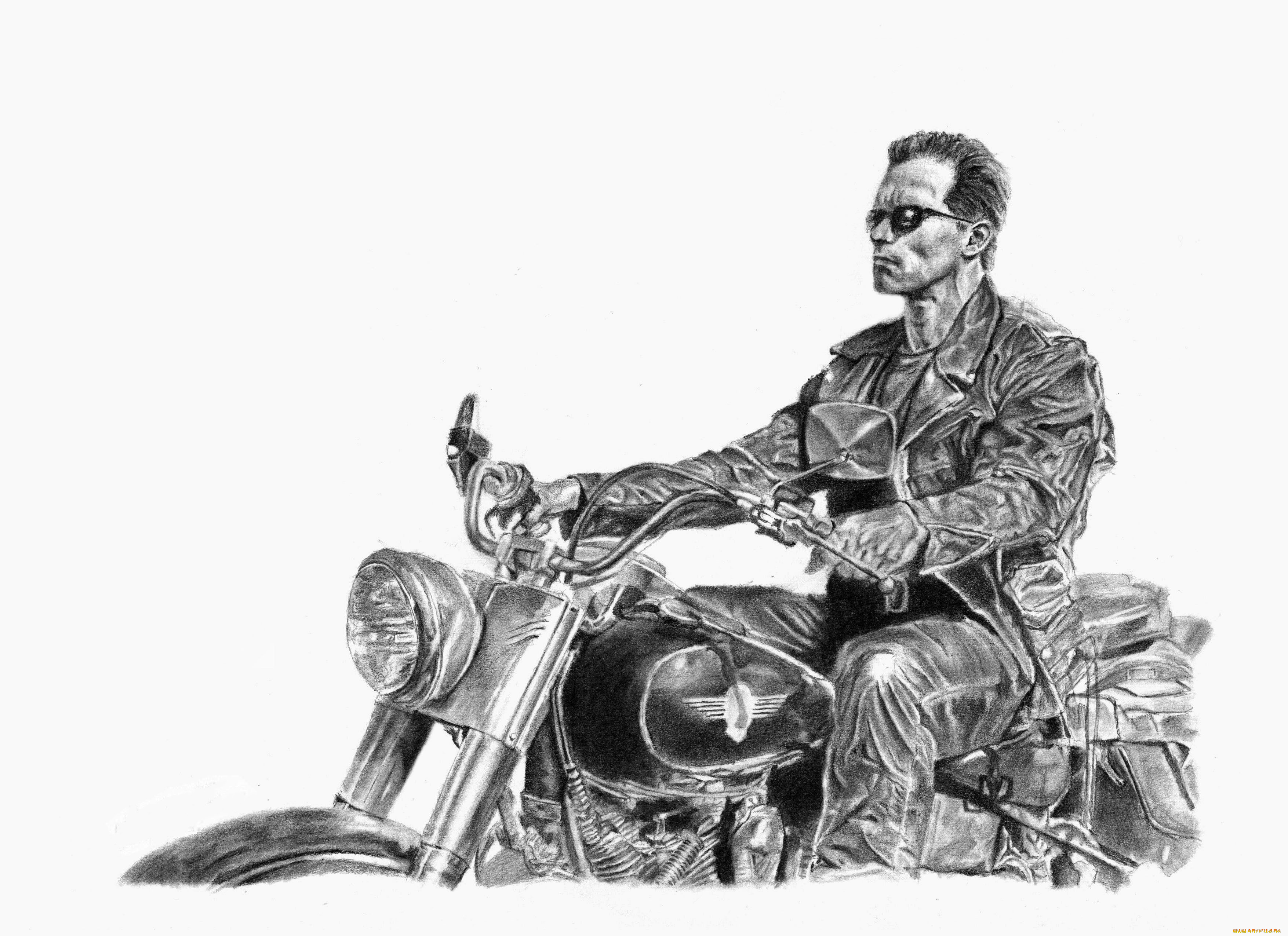рисованное, кино, мужчина, фон, очки, мотоцикл