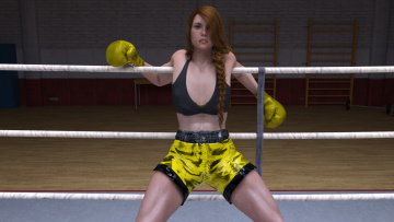 Картинка 3д+графика спорт+ sport бокс фон ринг девушки взгляд
