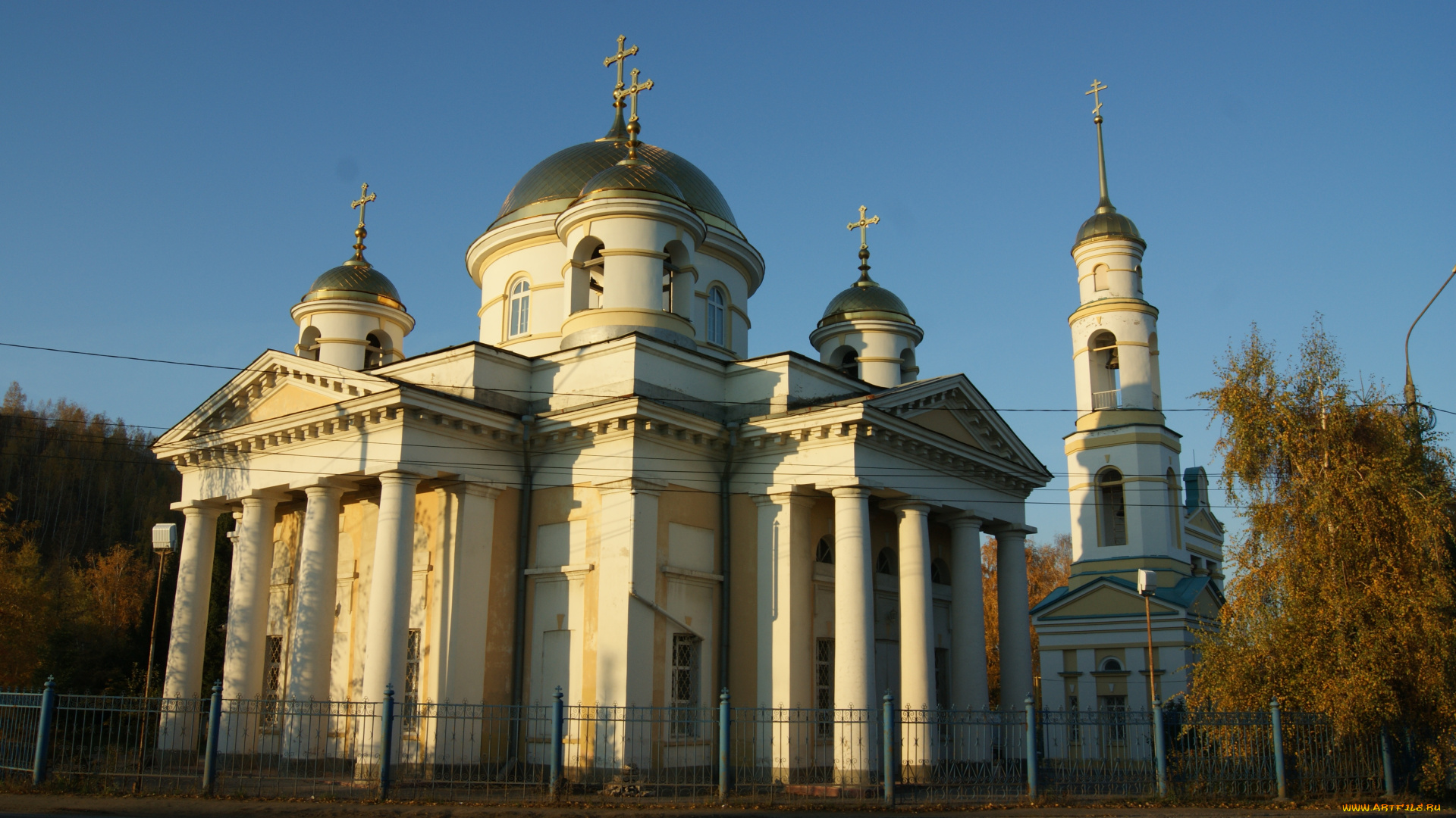 города, православные, церкви, монастыри, небо, деревья, дорога, ограда, церковь