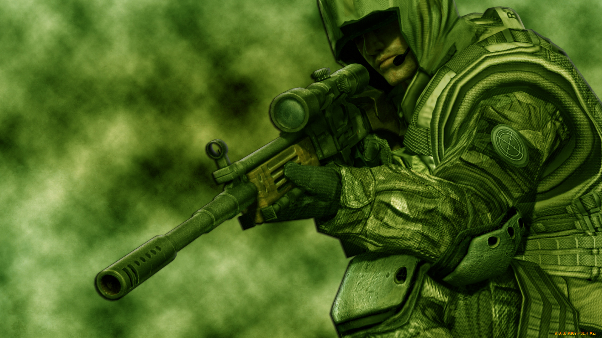 снайпер, видео, игры, alliance, of, valiant, arms, туман, зеленый, солдат, sniper, винтовка, прицел