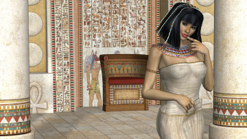 Картинка 3д+графика люди+ people девушка взгляд фон египтянка