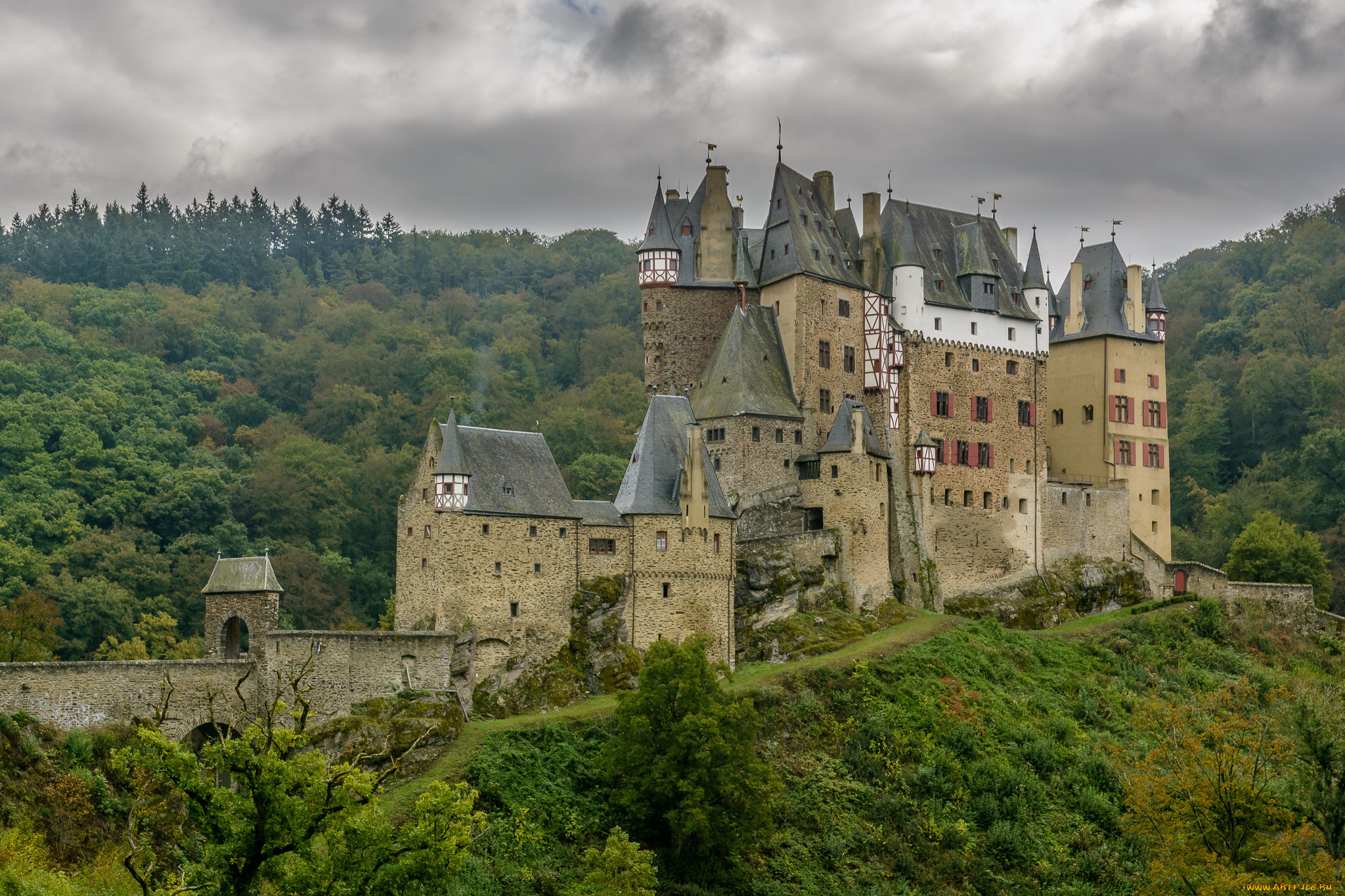 burg, eltz, города, замки, германии, горы, замок