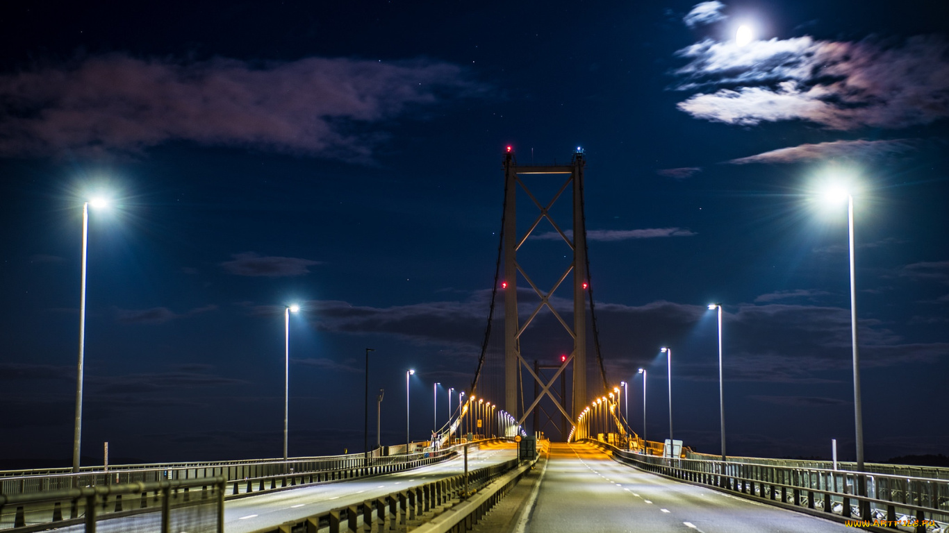 мост дорога ночь огни скачать