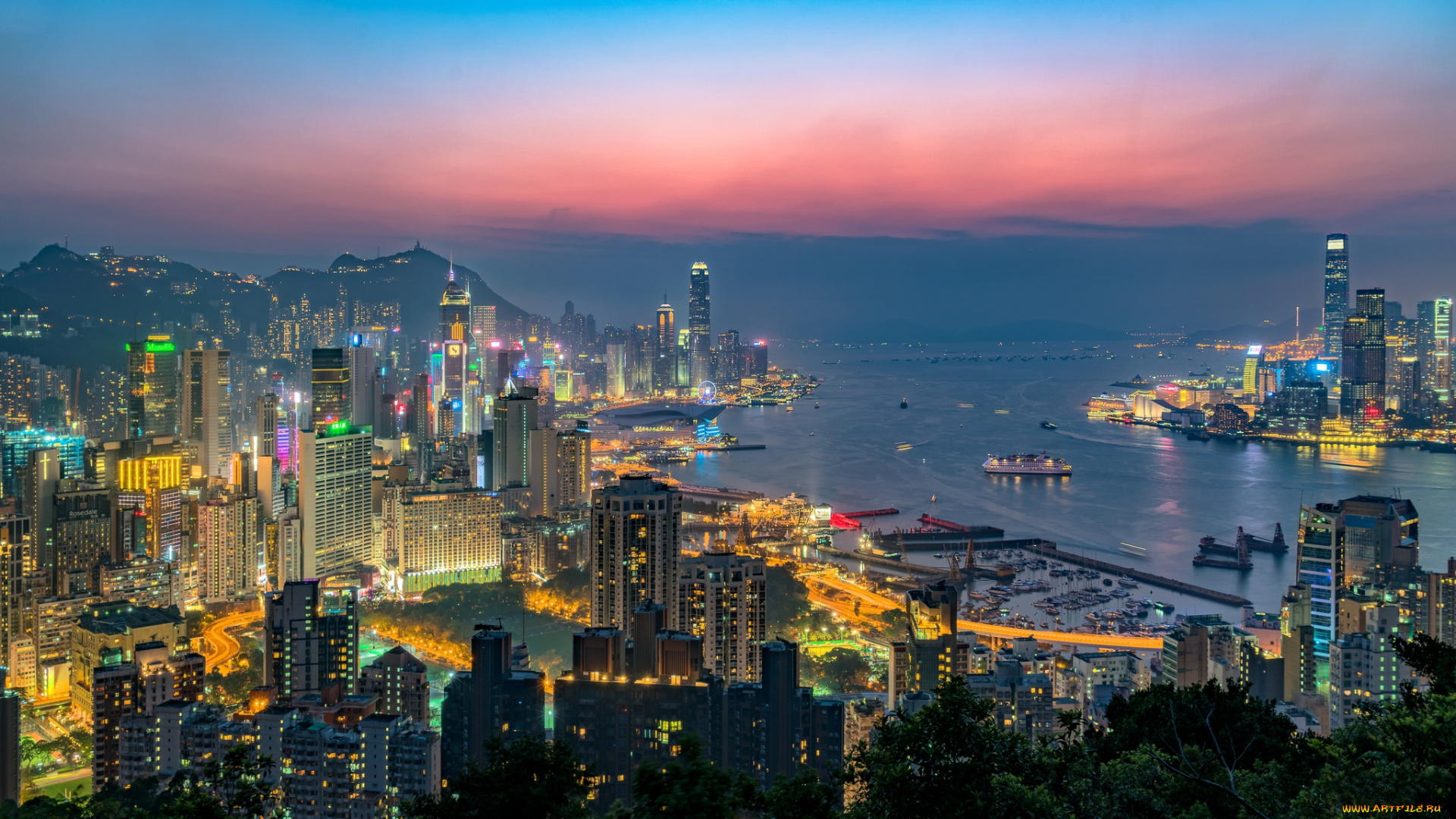 hong, kong, victoria, harbour, города, гонконг, , китай, панорама