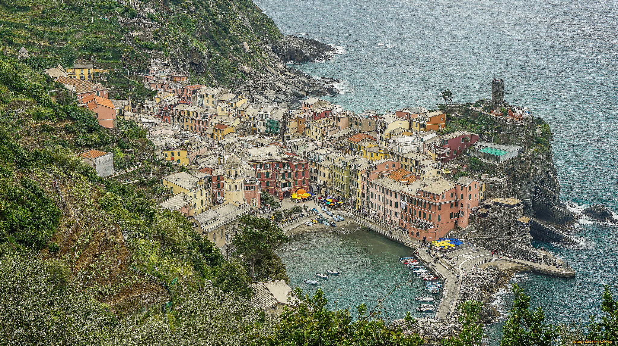 vernazza, города, амальфийское, и, лигурийское, побережье, , италия, простор