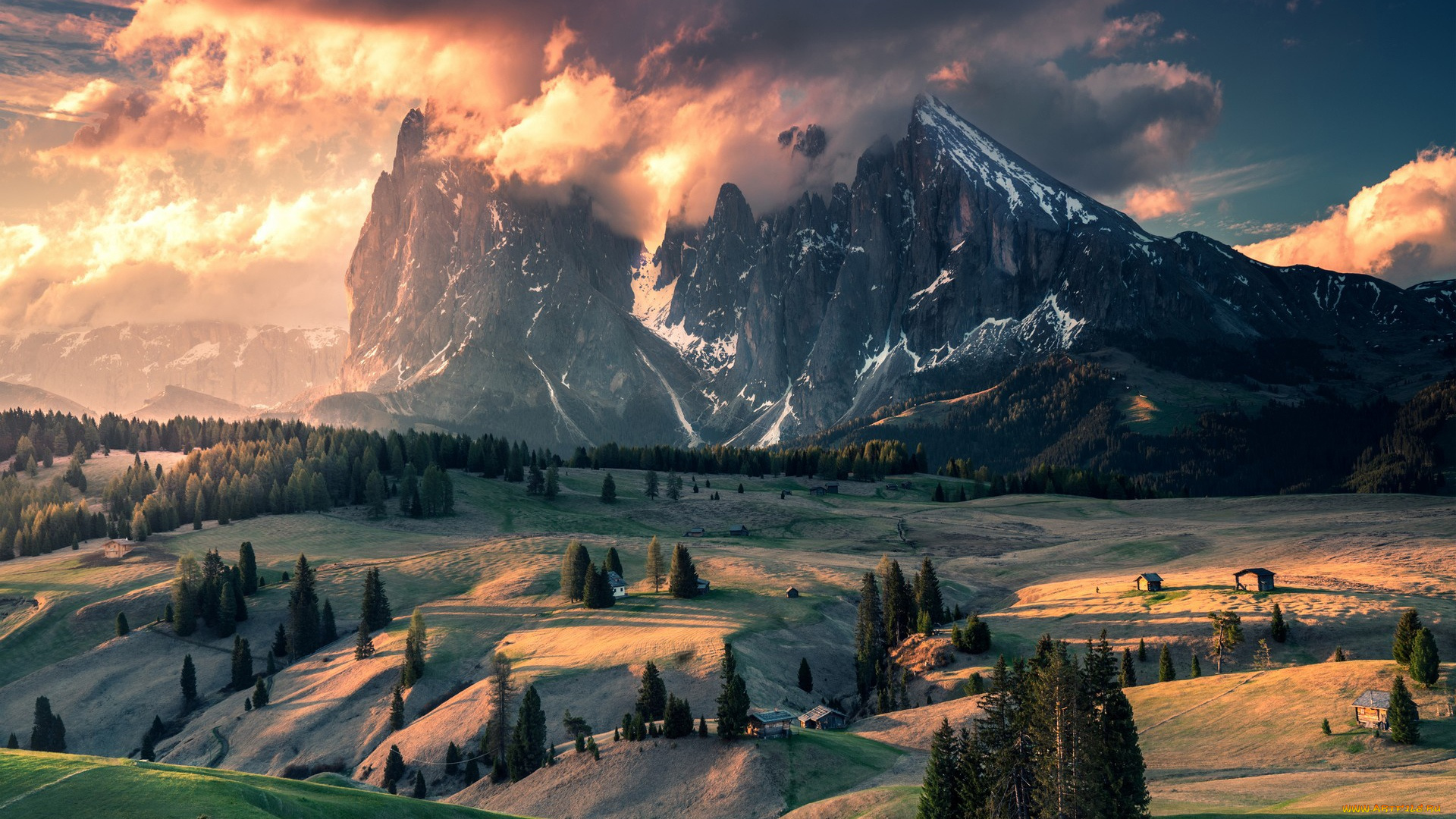 природа, горы, доломитовые, альпы, италия