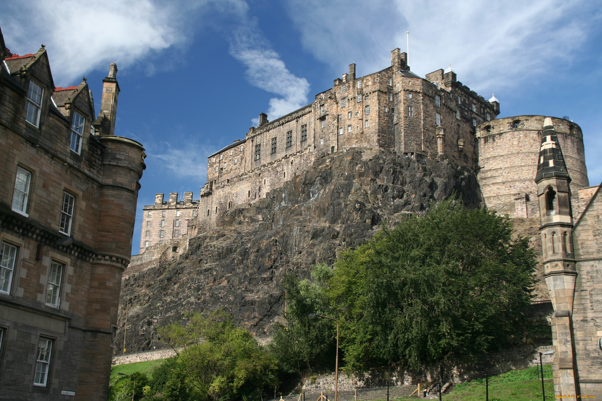 edinburgh, castle, шотландии, города, эдинбург, шотландия, неприступные, стены, башни, деревья