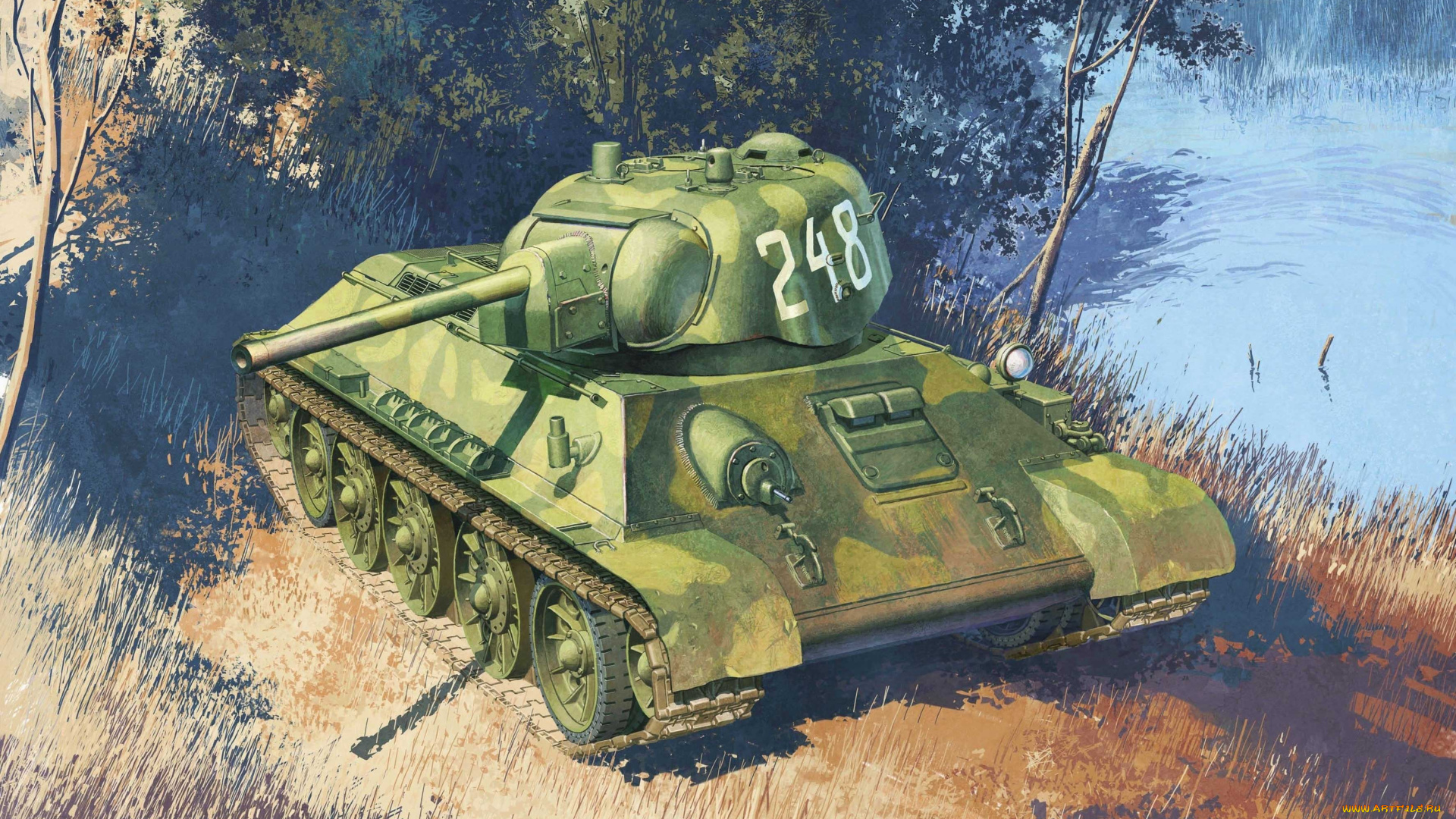 рисованные, армия, обр, 1942г, т-34-76, танк, ww2, вов, ссср