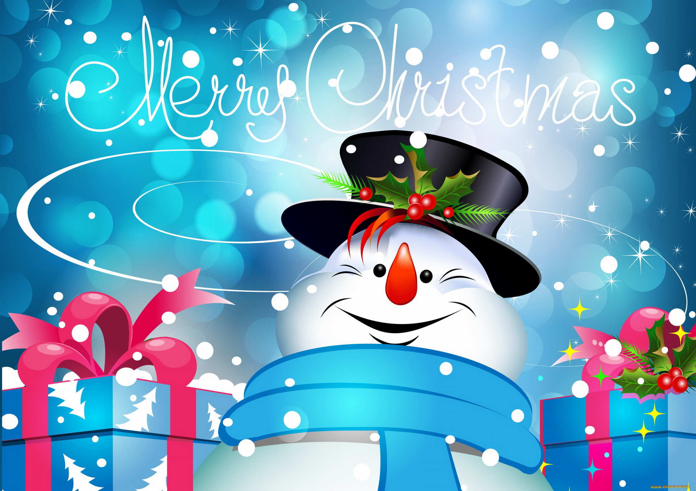 праздничные, векторная, графика, новый, год, подарки, снеговик