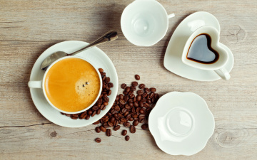 Картинка еда кофе кофейные зёрна чашки блюдца зерна