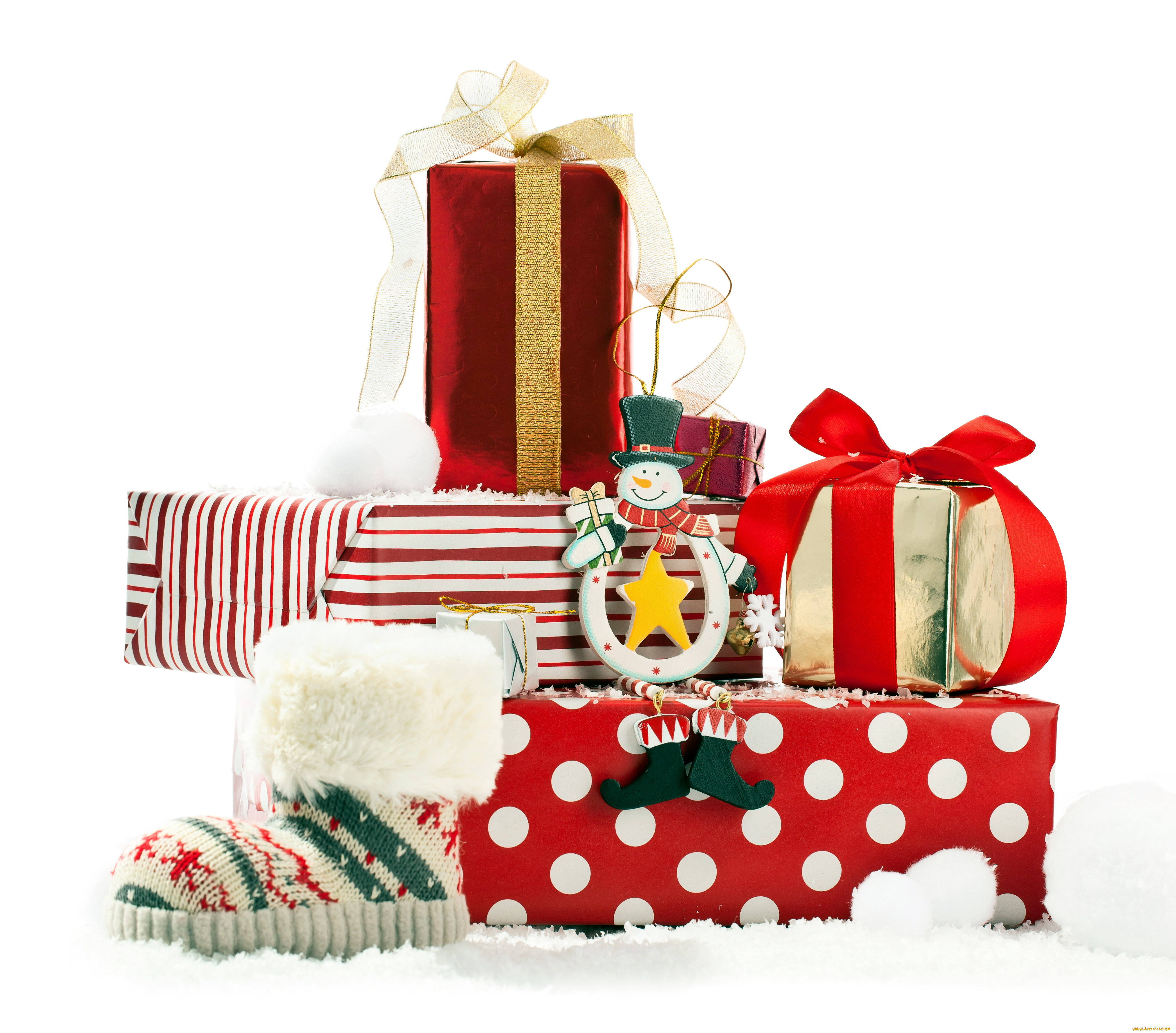 праздничные, подарки, коробочки, коробки, банты, сапожок, снеговик