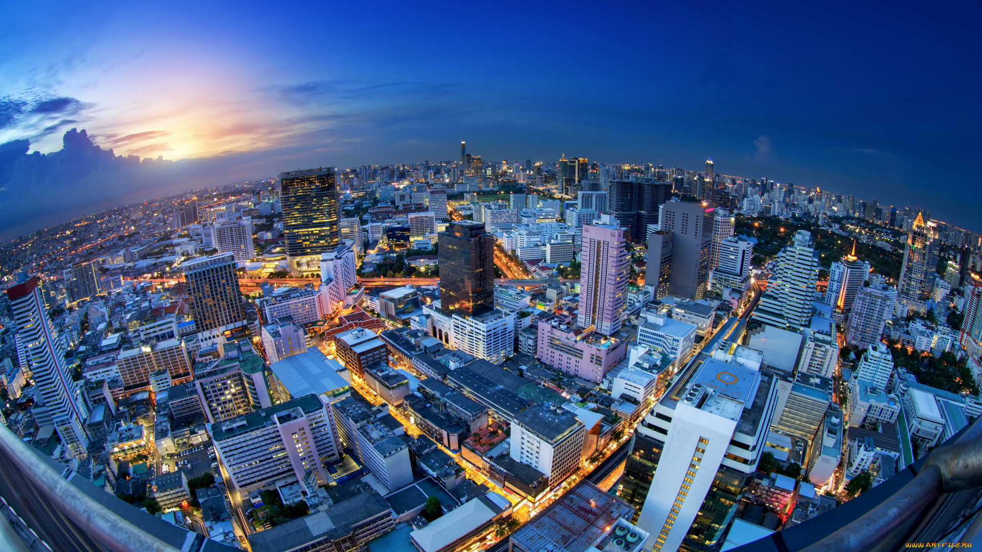 города, бангкок, , таиланд, дома, ночь, огни, панорама, bangkok