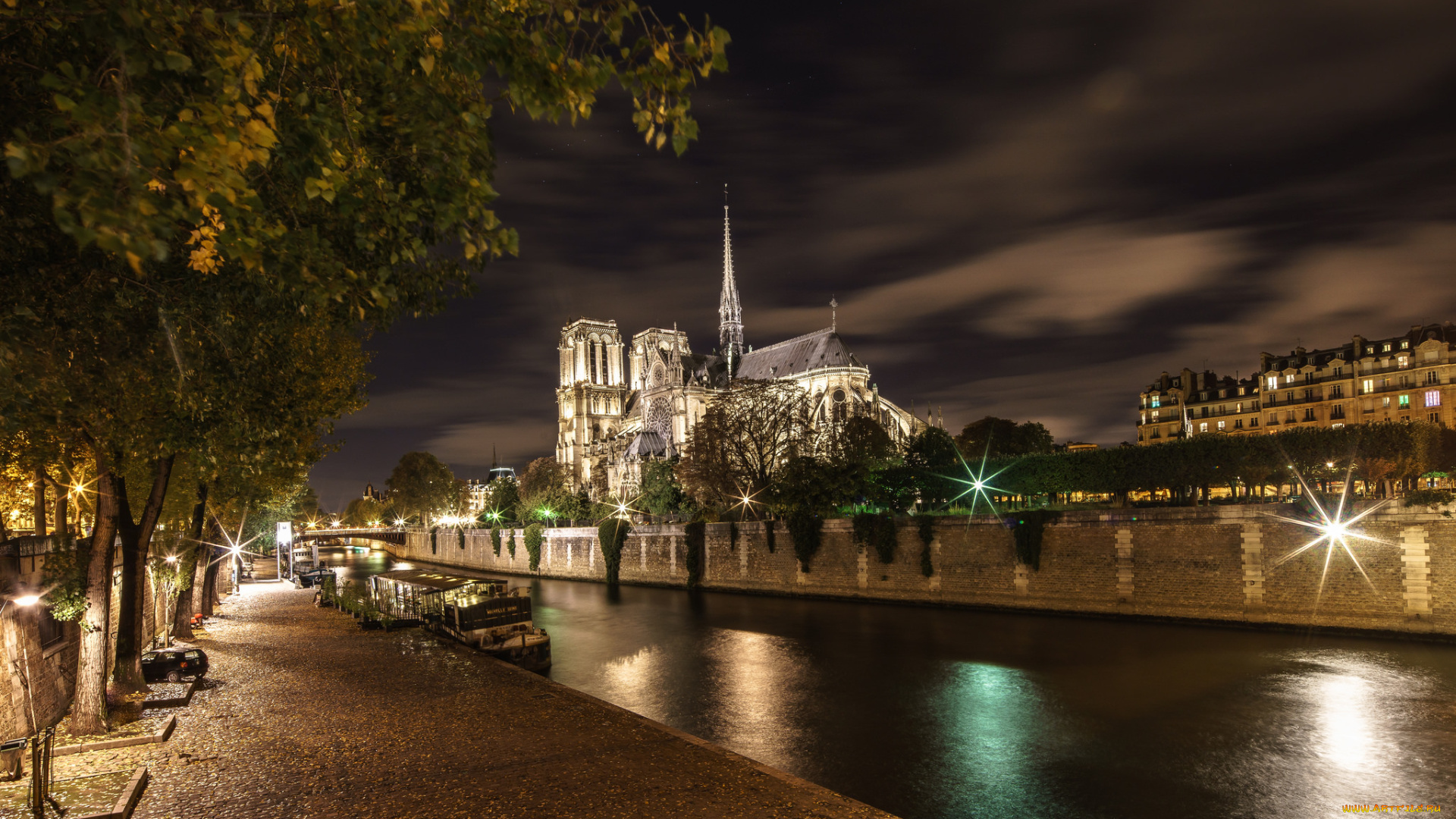paris, classics, города, париж, , франция, собор, ночь