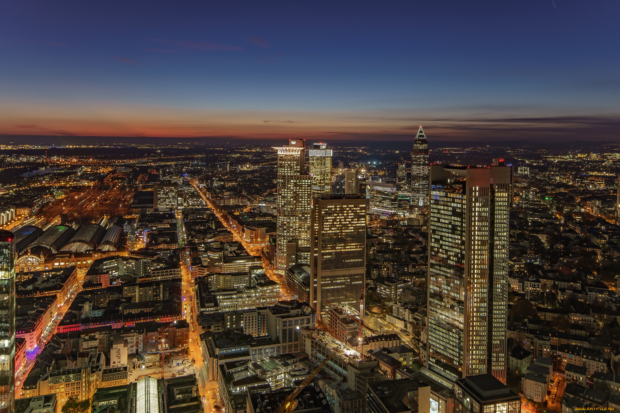 frankfurt, -, germany, города, франкфурт-на-майне, , германия, огни, ночь