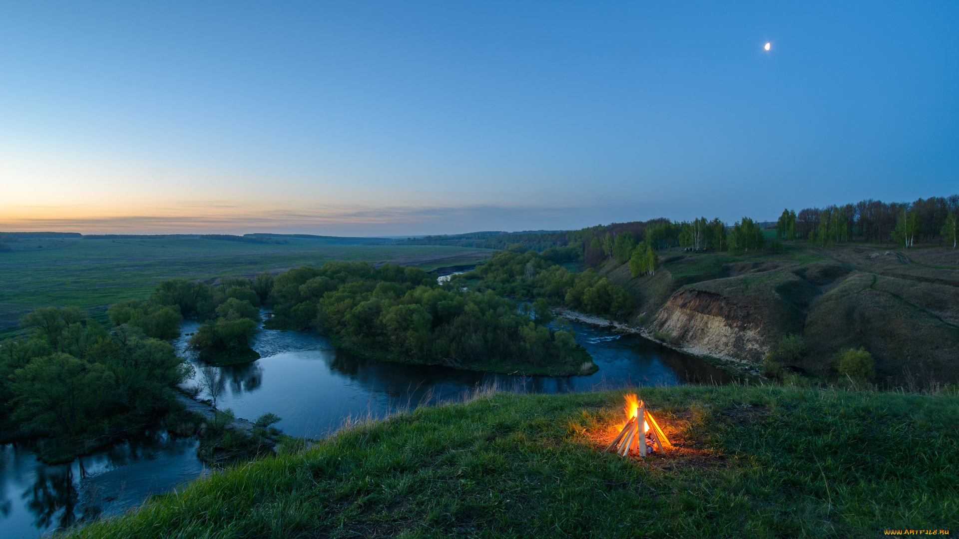 природа, реки, озера, река, костер