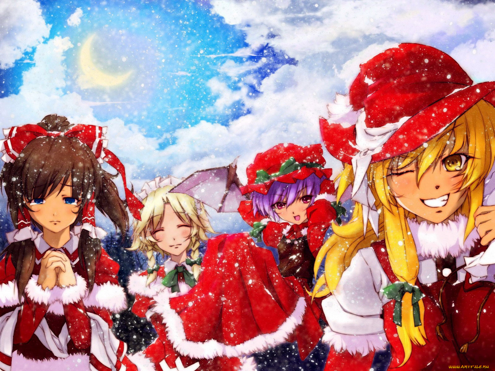 touhou, аниме, merry, chrismas, winter