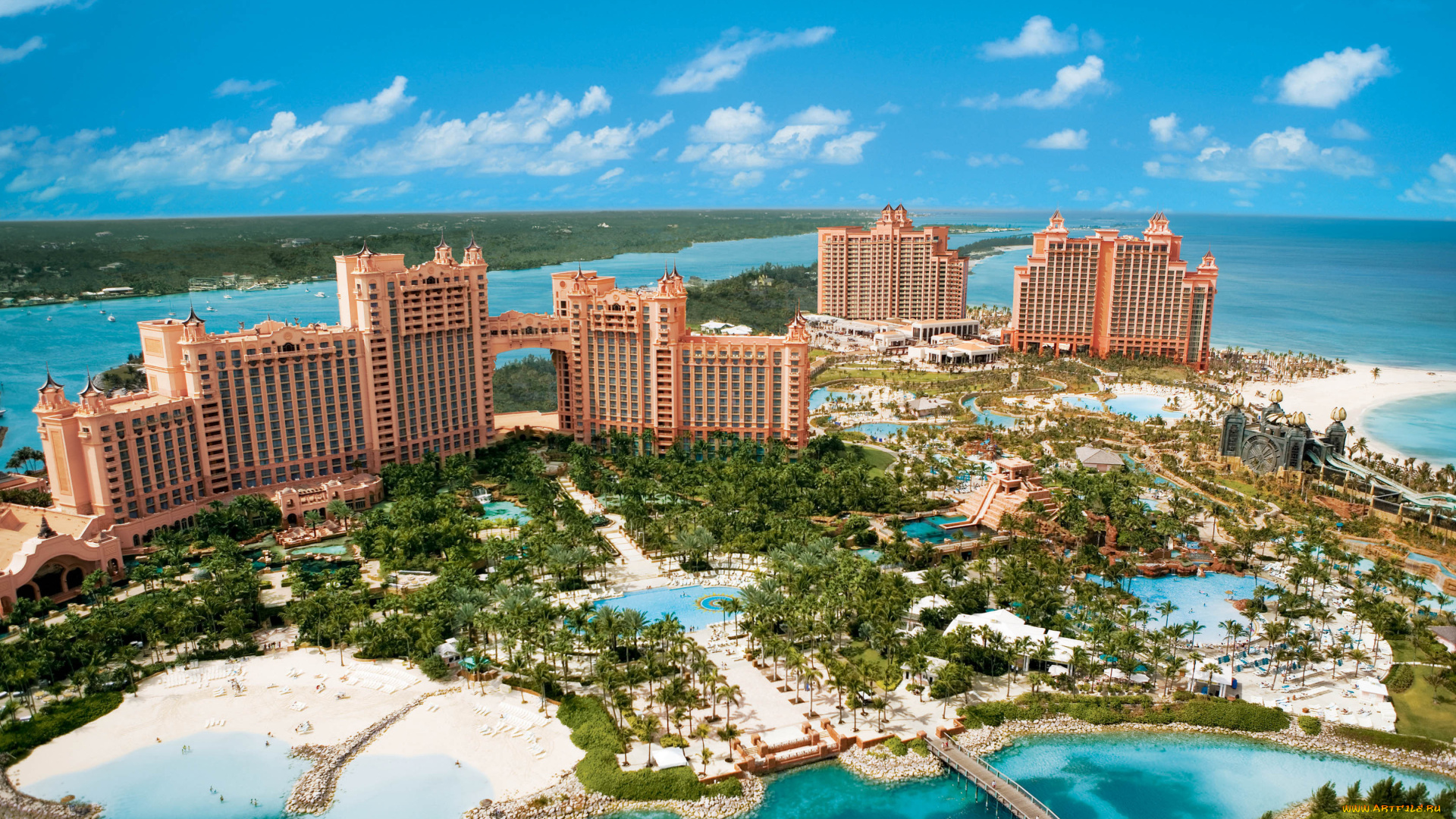 atlantis, paradise, island, bahamas, города, панорамы, отель, курорт, багамы, hotel