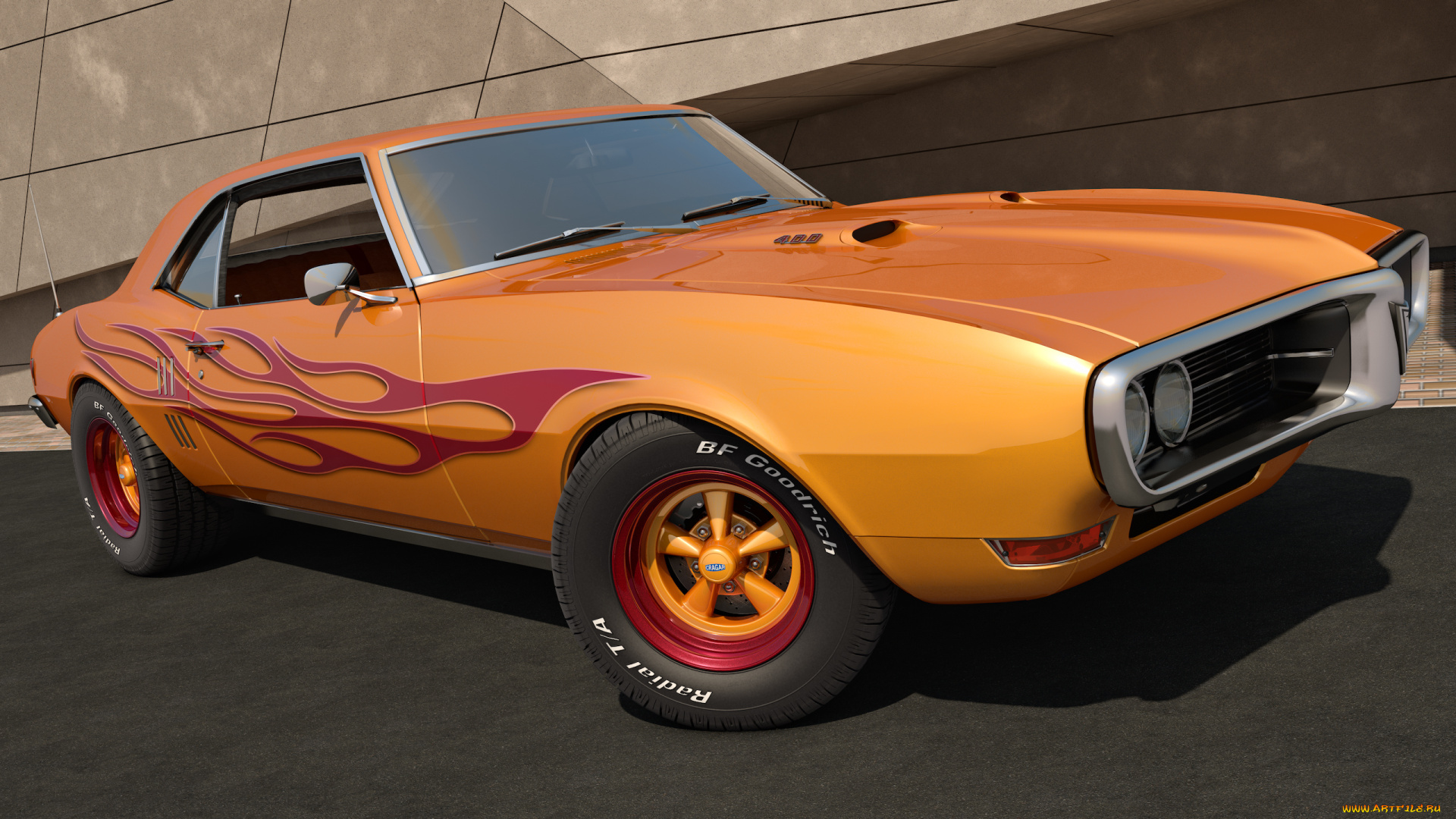 автомобили, 3д, pontiac, 1968, firebird, 400