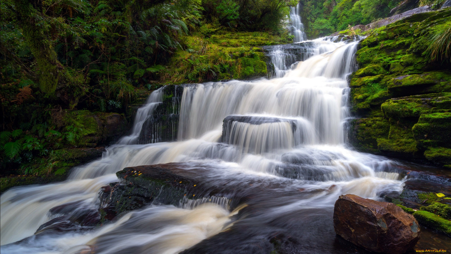 mcclean, falls, , new, zealand, природа, водопады, new, zealand, mcclean, falls