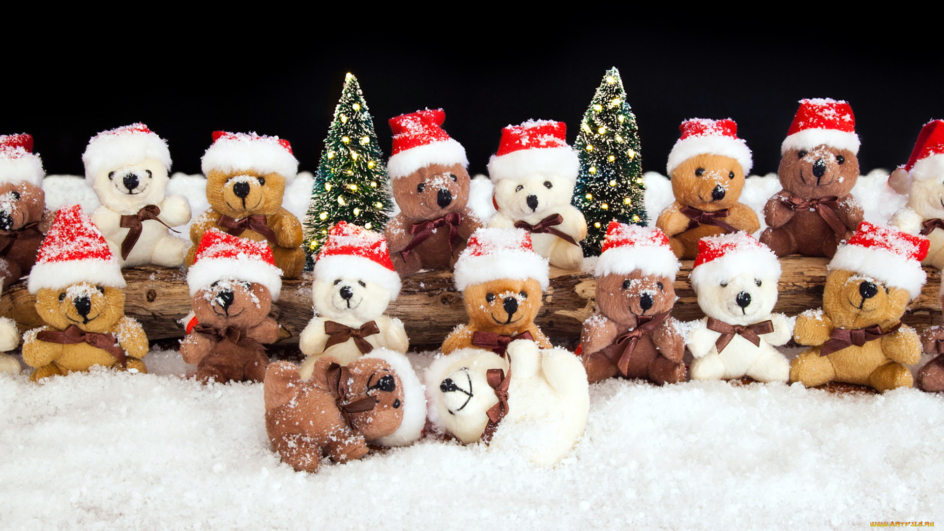 праздничные, мягкие, игрушки, елки, снег, медвежата