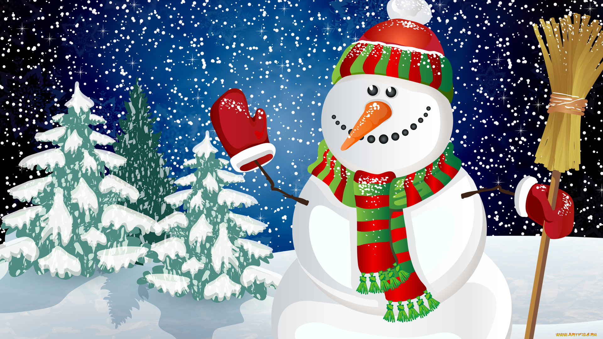праздничные, векторная, графика, , новый, год, шарфик, новый, год, праздник, снеговик, елка, зима, рождество, снежинки, Ёлка, снег