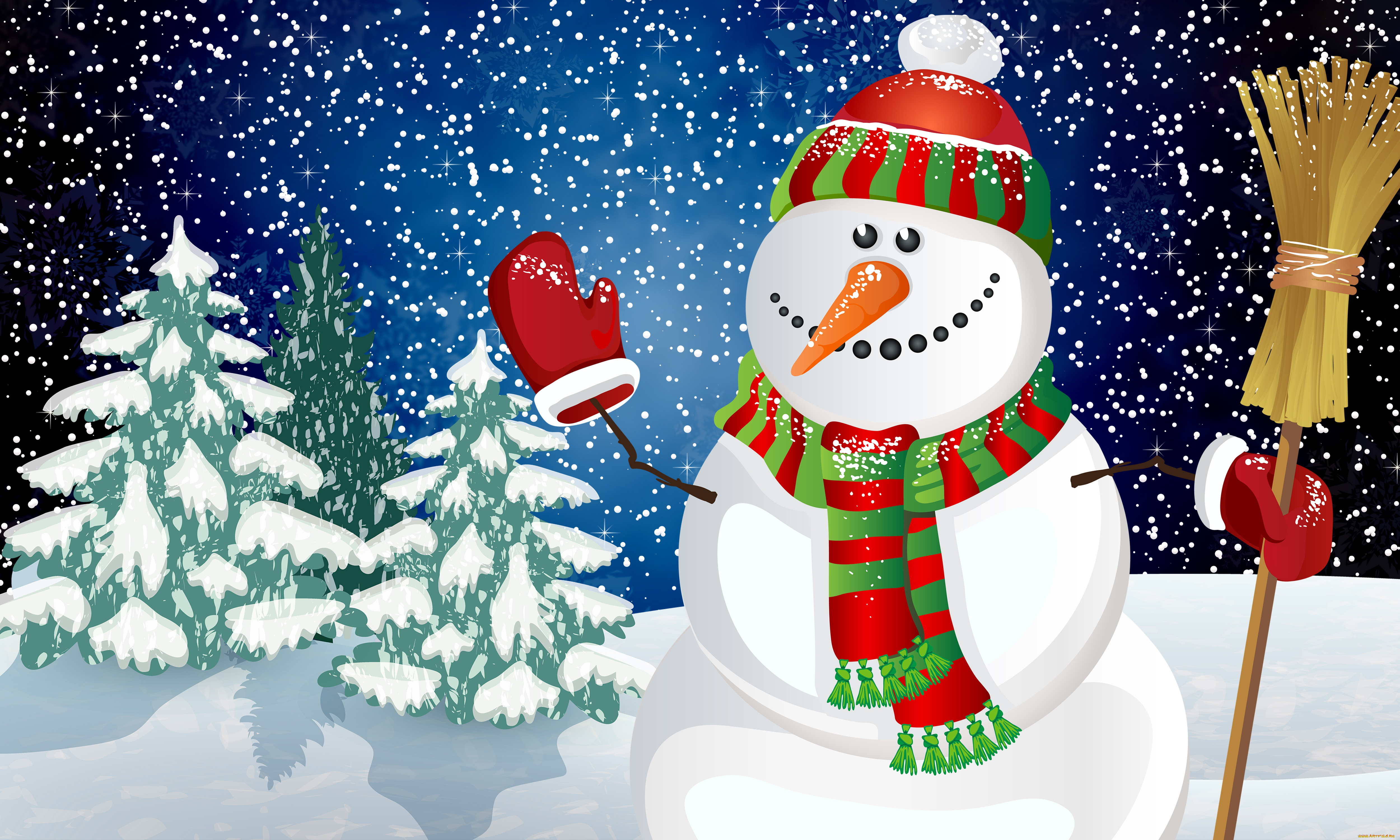 праздничные, векторная, графика, , новый, год, шарфик, новый, год, праздник, снеговик, елка, зима, рождество, снежинки, Ёлка, снег