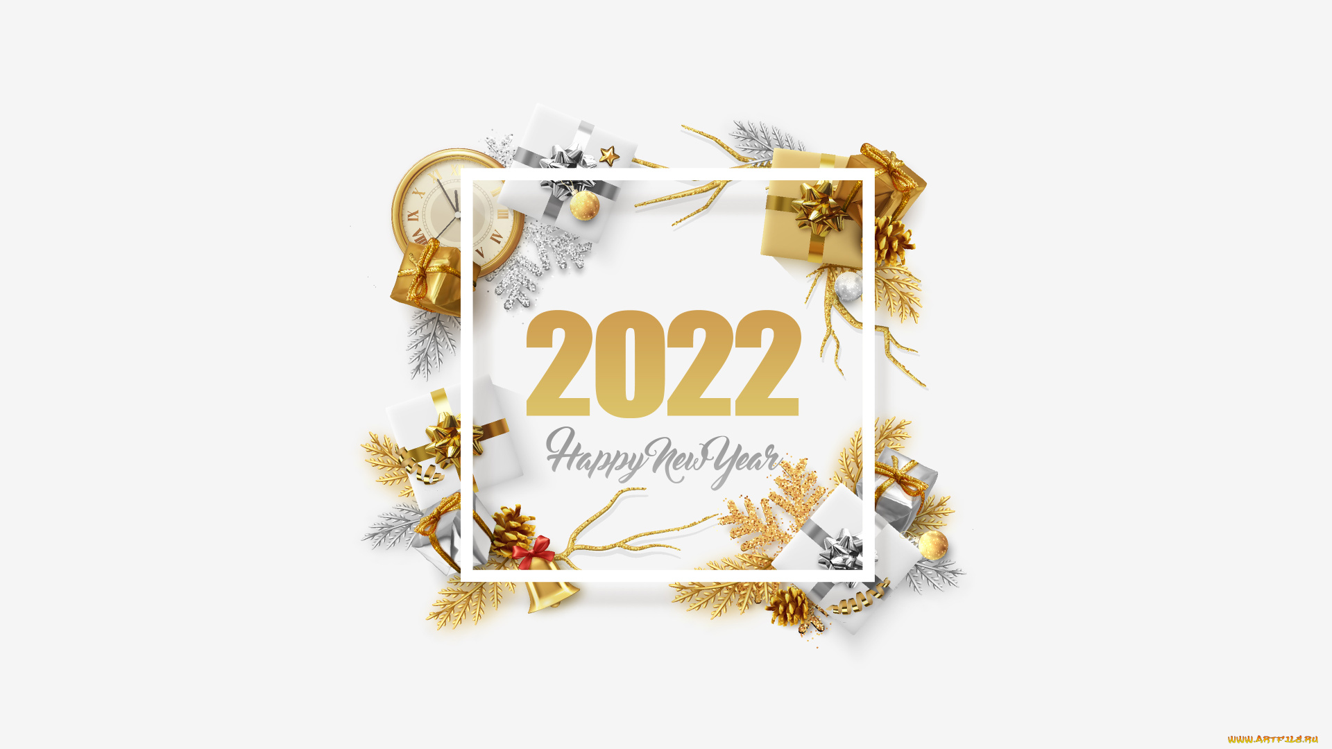 праздничные, -, разное, , новый, год, happy, new, year, 2022, 4k, золото, новогодняя, рамка, золотой, фон, открытка, новый, год, золотые, рождественские, украшения