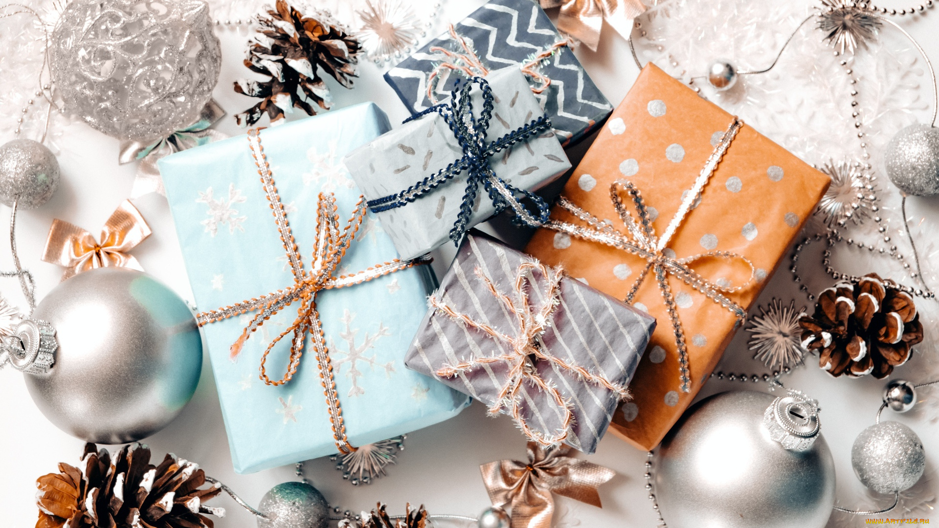 праздничные, подарки, и, коробочки, подарки, украшения, шишки