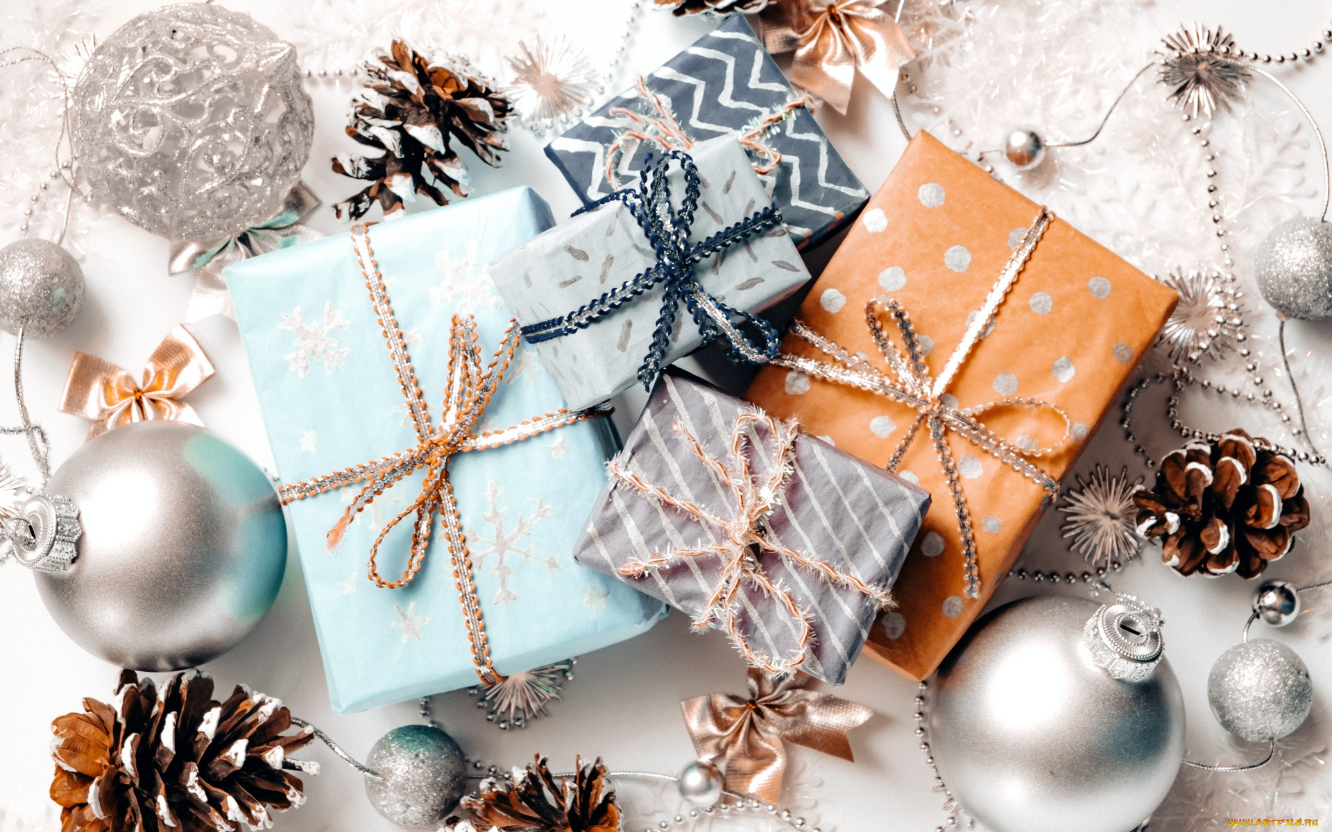 праздничные, подарки, и, коробочки, подарки, украшения, шишки