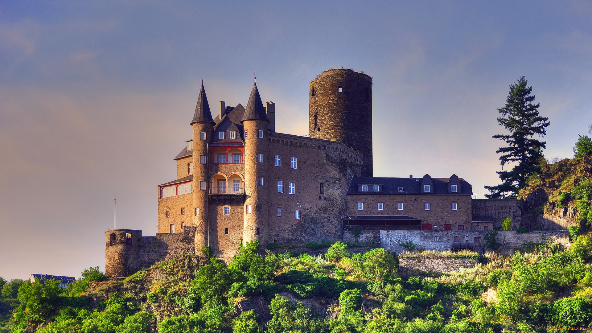 castle, katz, germany, города, дворцы, замки, крепости, деревья, замок, башни