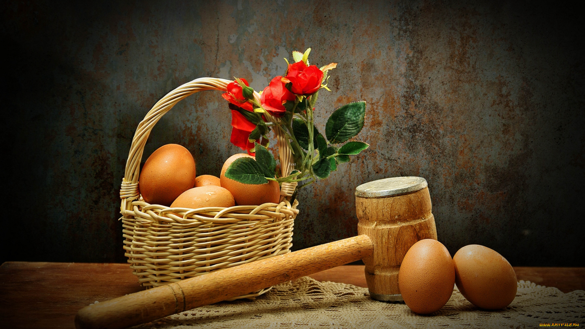 еда, Яйца, колотушка, цветы, яйца, лукошко