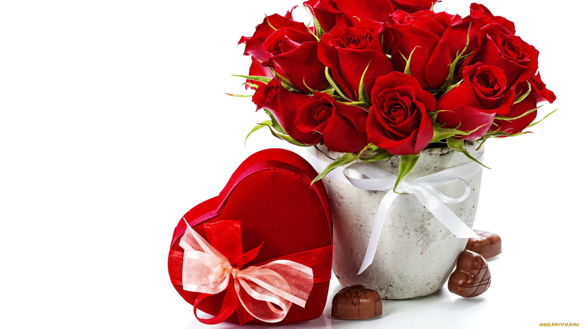 праздничные, день, святого, валентина, , сердечки, , любовь, шоколад, букет, розы, сердце