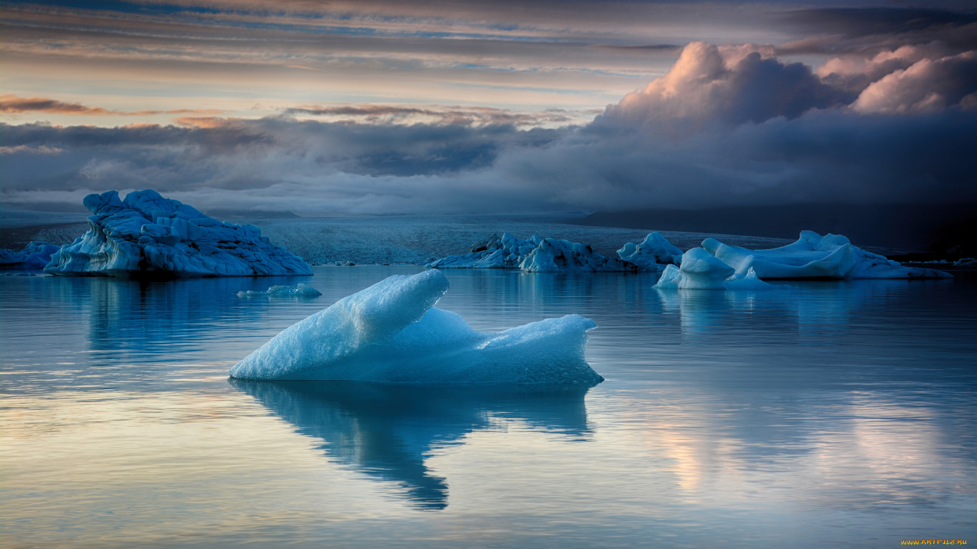 природа, айсберги, и, ледники, синий, лед, ледник, лагуна, исландия