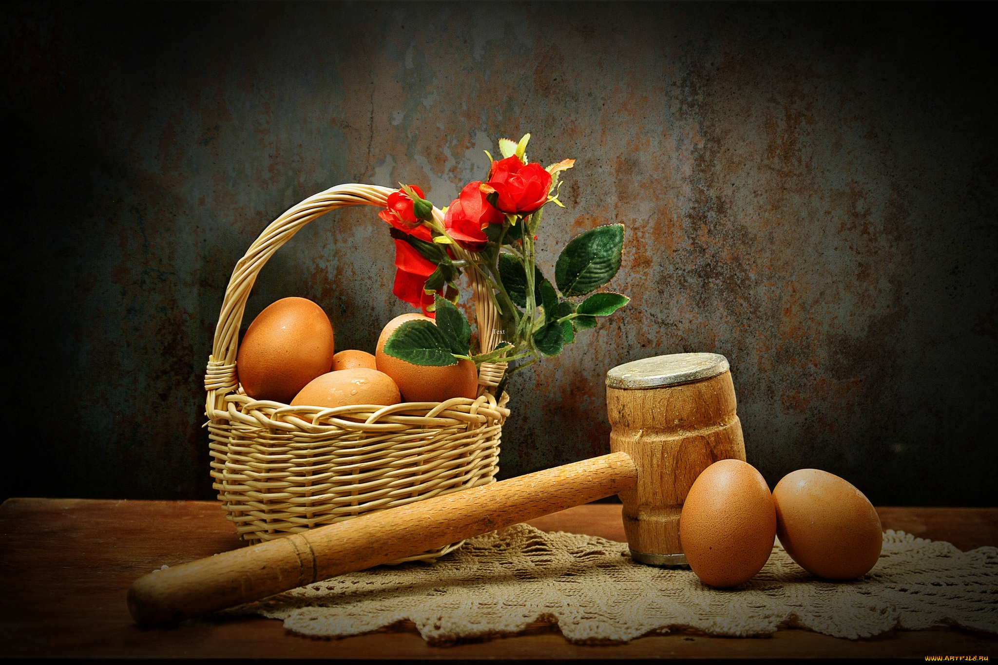 еда, Яйца, колотушка, цветы, яйца, лукошко