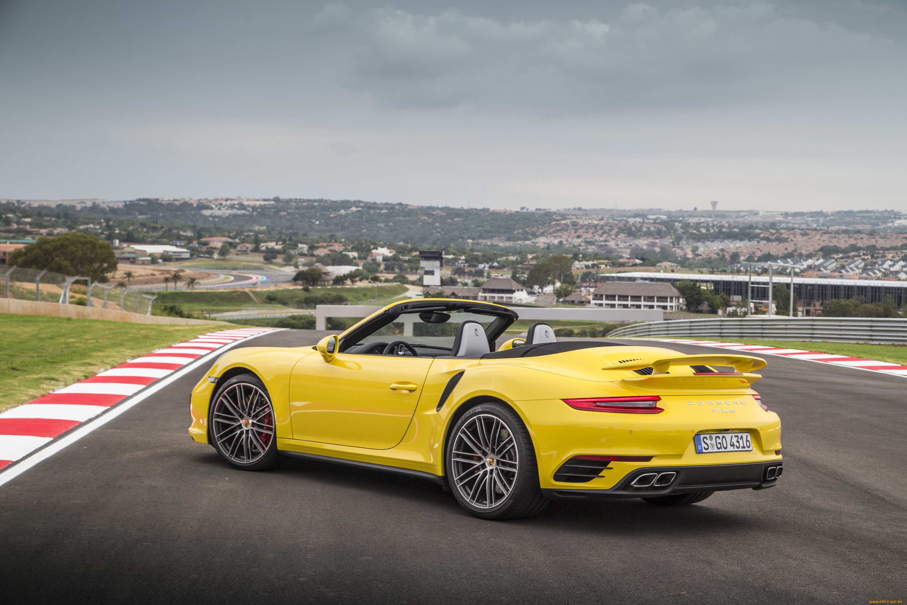 автомобили, porsche, желтый, 2016г, 991, cabriolet, turbo, 911