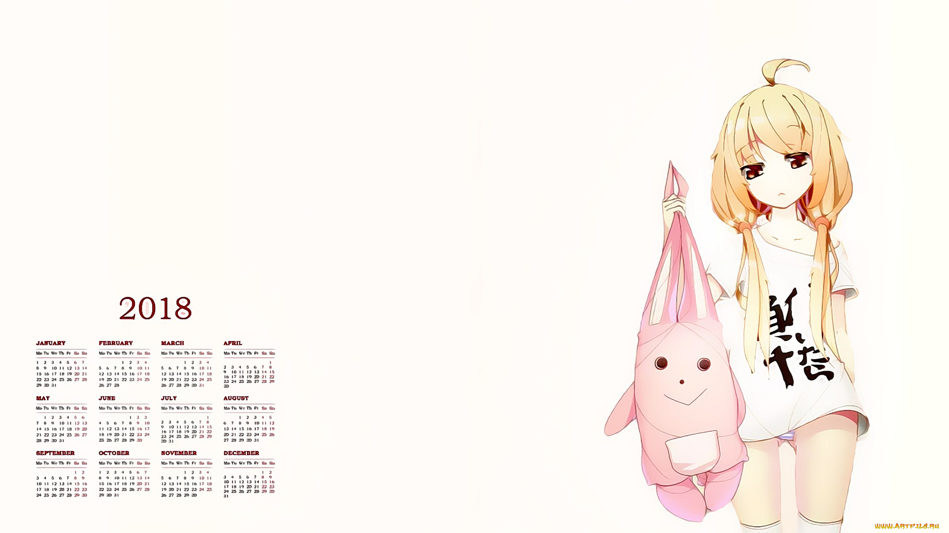 календари, аниме, взгляд, девочка, игрушка, 2018