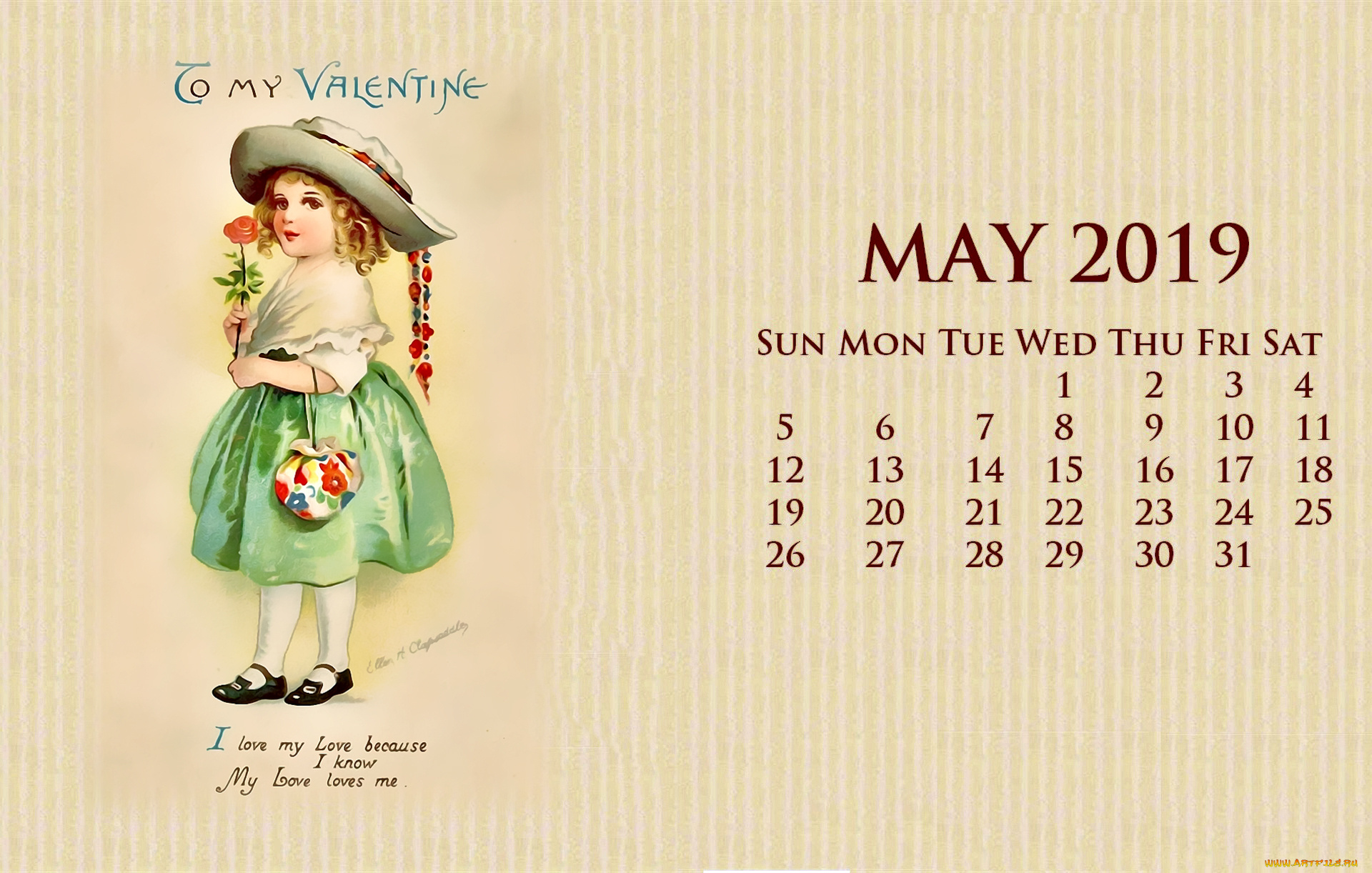 календари, рисованные, , векторная, графика, цветок, шляпа, девочка